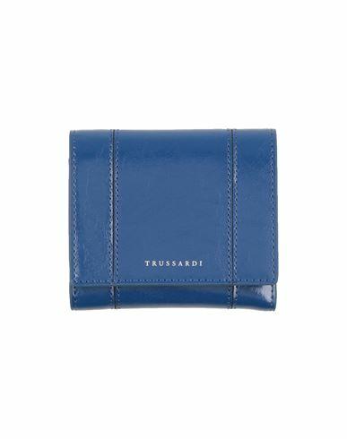 Trussardi Woman Wallet Blue Soft Leather Cover