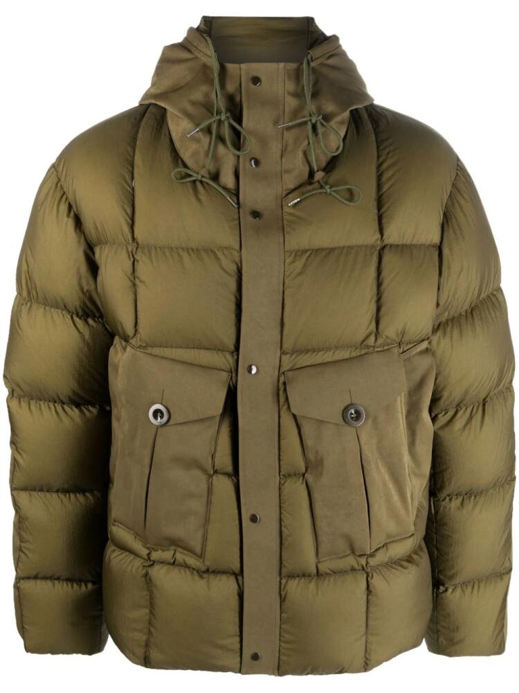 Ten C hooded padded down jacket - Green Cover