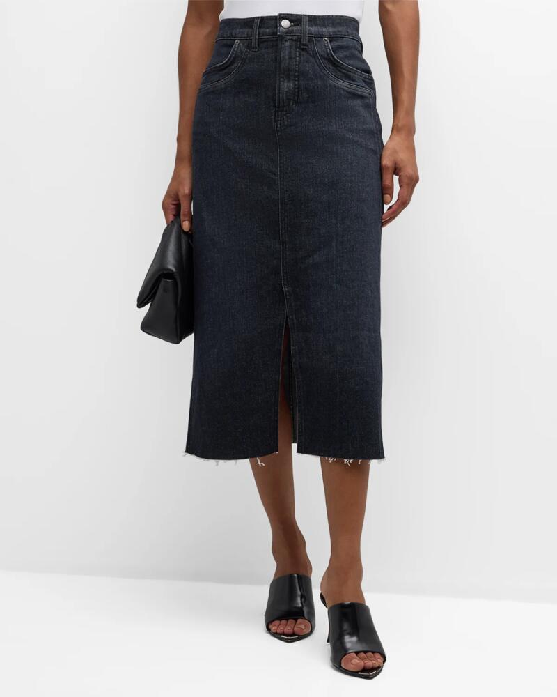 Veronica Beard Victoria Denim Midi Skirt with Double Pockets Cover