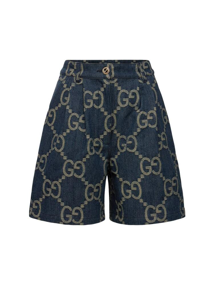 GUCCI Jumbo Gg Cotton Denim Shorts Cover