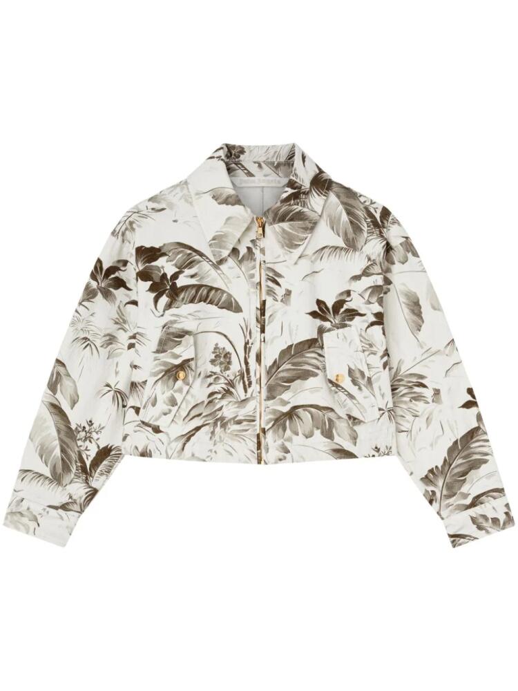 Palm Angels palm-tree print denim jacket - Neutrals Cover