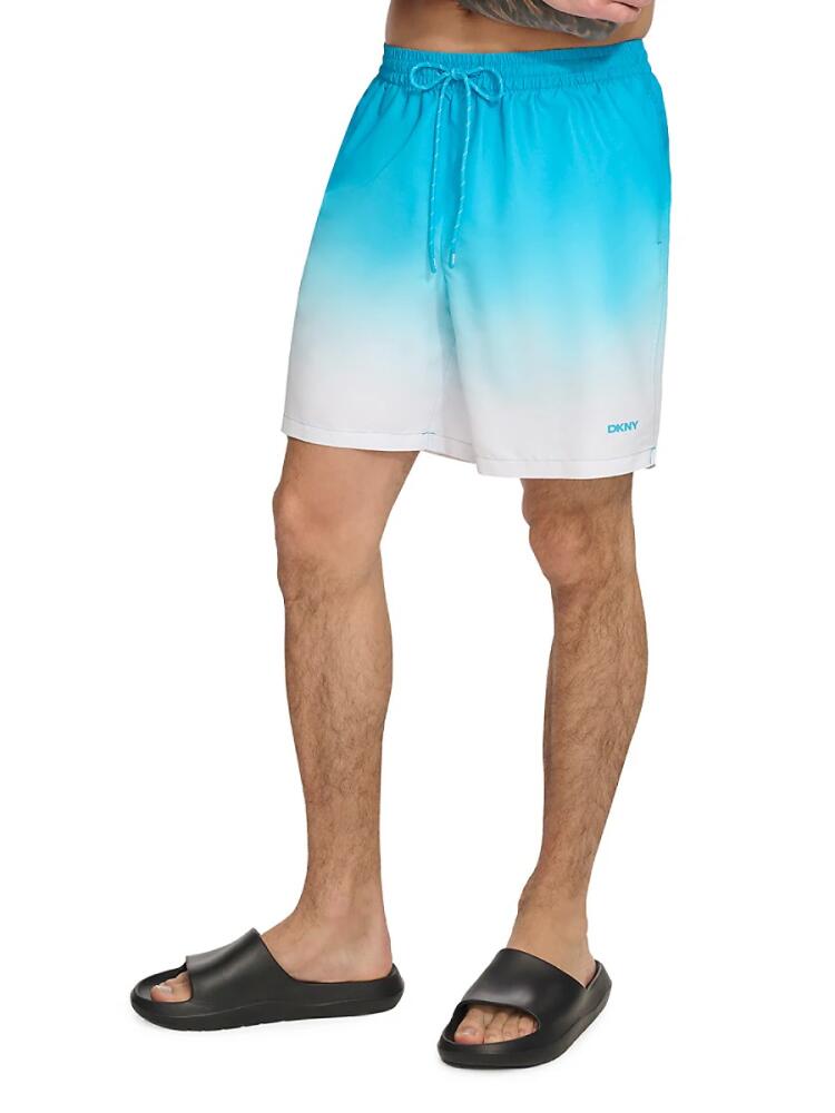 DKNY Men's Ombré Drawstring Swim Shorts - Light Blue Cover