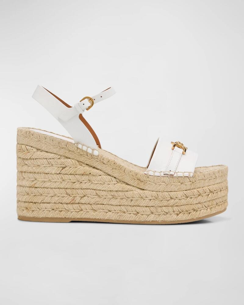 Versace Medusa Leather Wedge Espadrille Sandals Cover