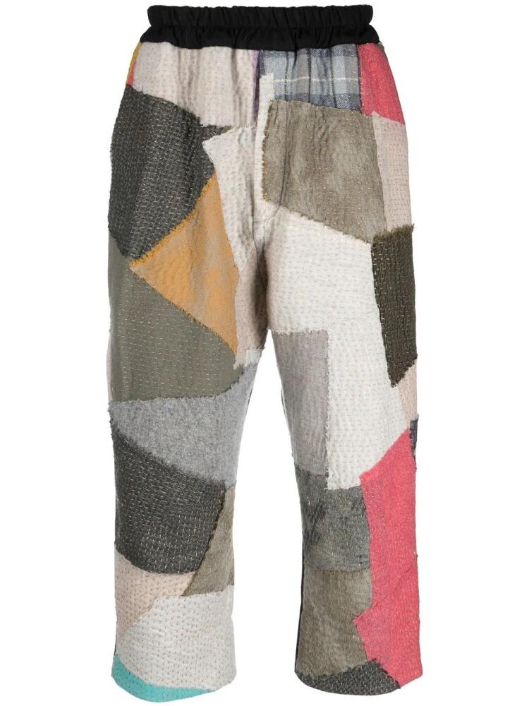 By Walid cropped patchwork trousers - Neutrals Cover