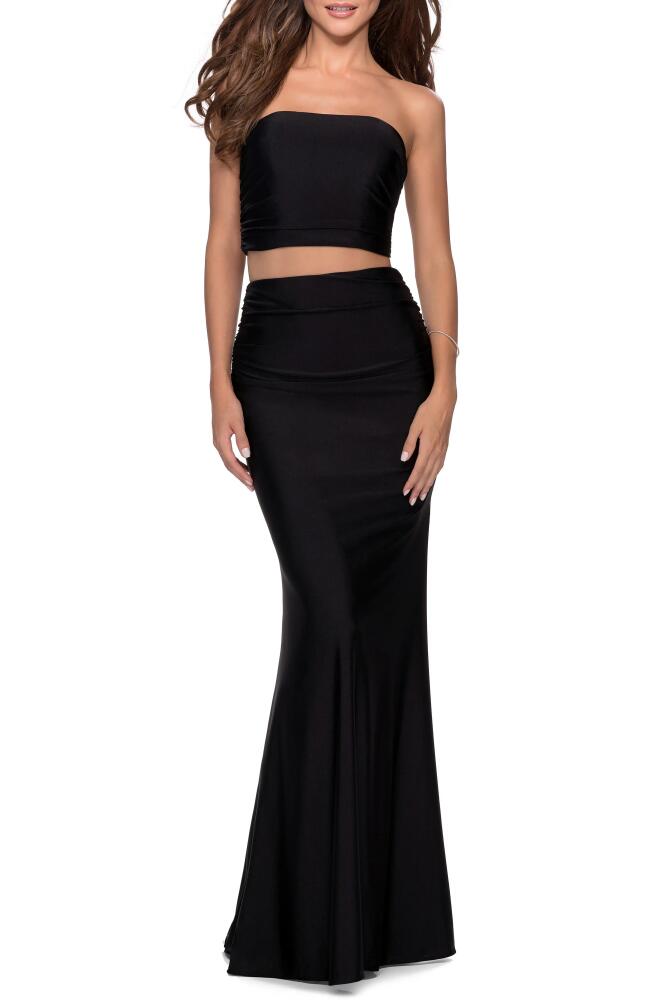 La Femme Strapless Two-Piece Trumpet Gown in Black Cover