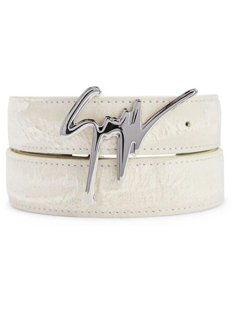 Giuseppe Zanotti Giuseppe distressed leather belt - White Cover