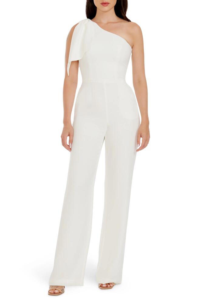 Dress the Population Tiffany One-Shoulder Jumpsuit in Off White Cover