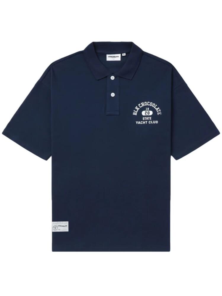 CHOCOOLATE logo-print cotton polo shirt - Blue Cover