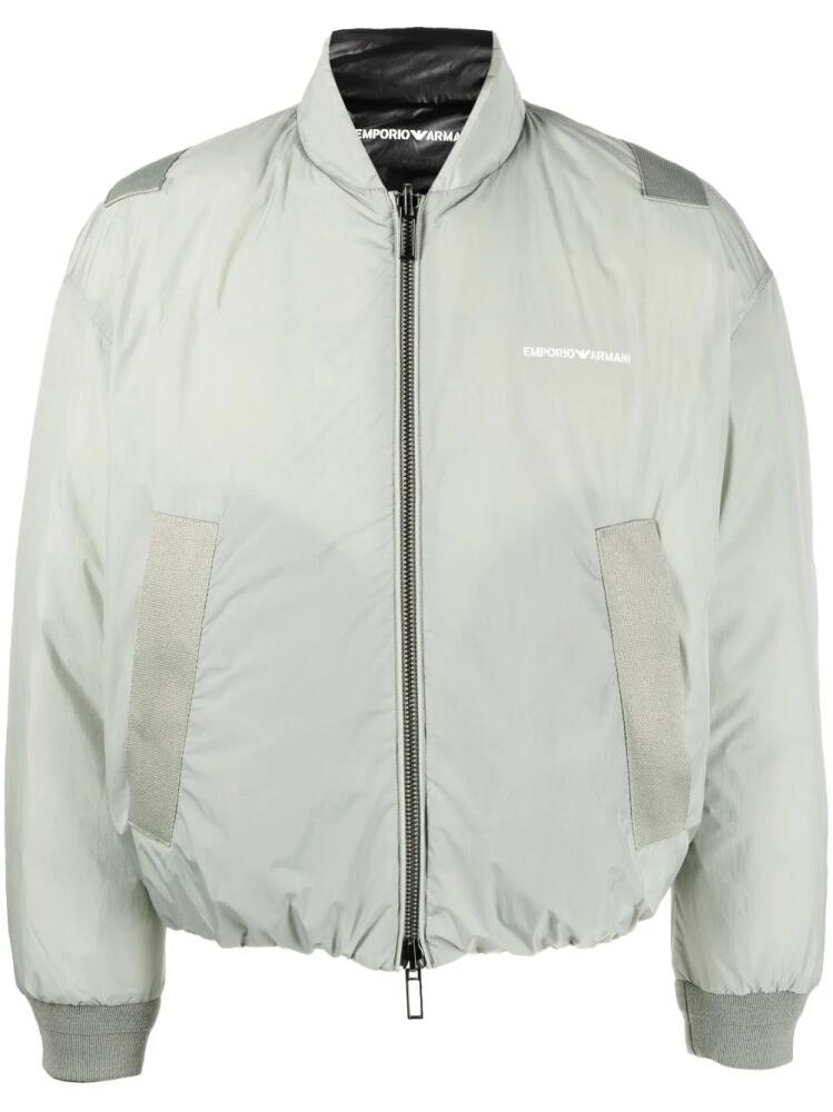 Emporio Armani logo-print padded down jacket - Green Cover