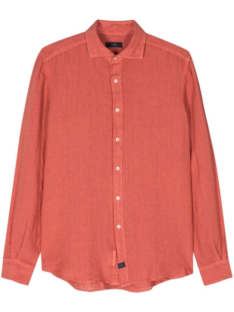 Fay cutaway collar linen shirt - Red Cover