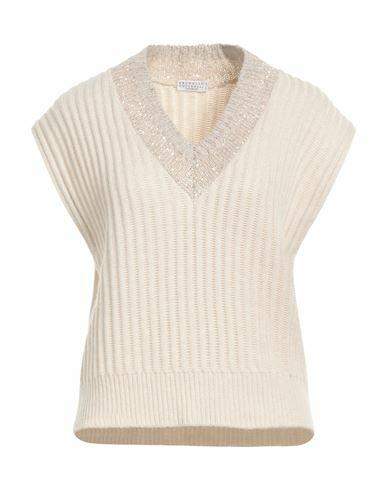 Brunello Cucinelli Woman Sweater Ivory Cashmere, Polyester, Polyamide, Mohair wool, Metallic fiber Cover