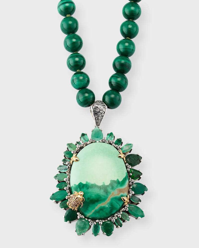 Stephen Dweck Chrysoprase Emerald and Malachite Bead Pendant Necklace Cover