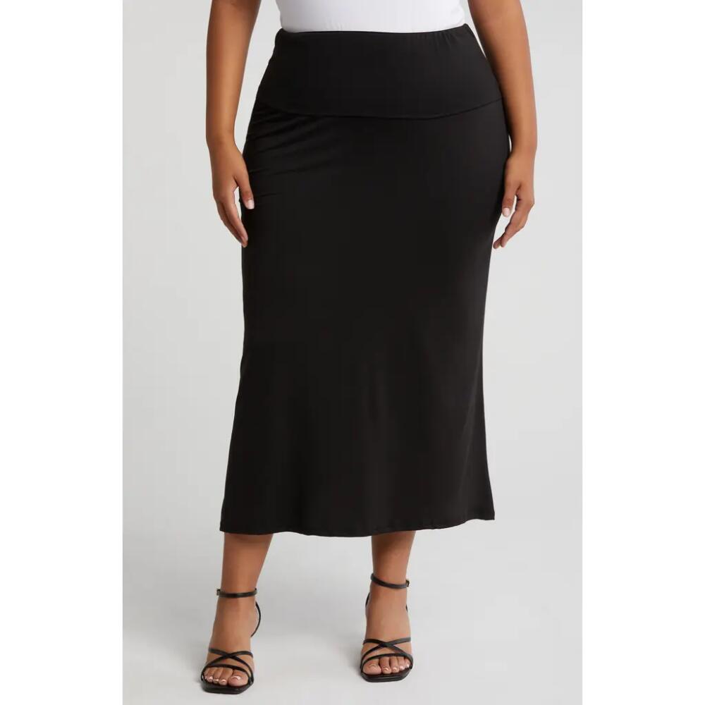 24seven Comfort Apparel Comfortable Foldover Skirt in Black Cover