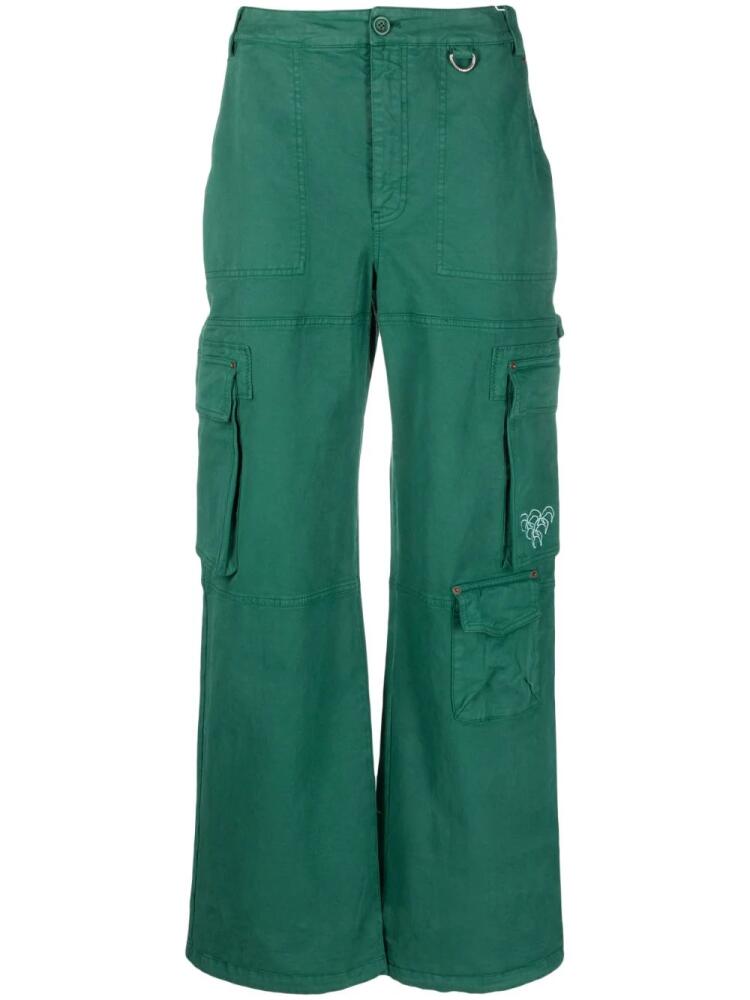 Marine Serre straight-leg multiple-pocket trousers - Green Cover