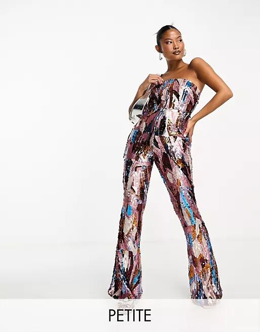 Jaded Rose Petite bandeau flared jumpsuit in multi sequin Cover