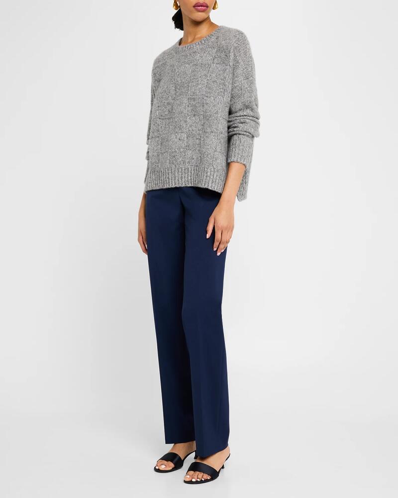 ALLUDE Textured Check Cashmere-Silk Sweater Cover