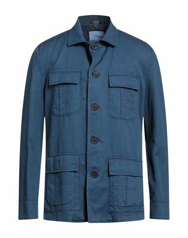 Ungaro Man Jacket Slate blue Cotton, Linen, Elastane Cover