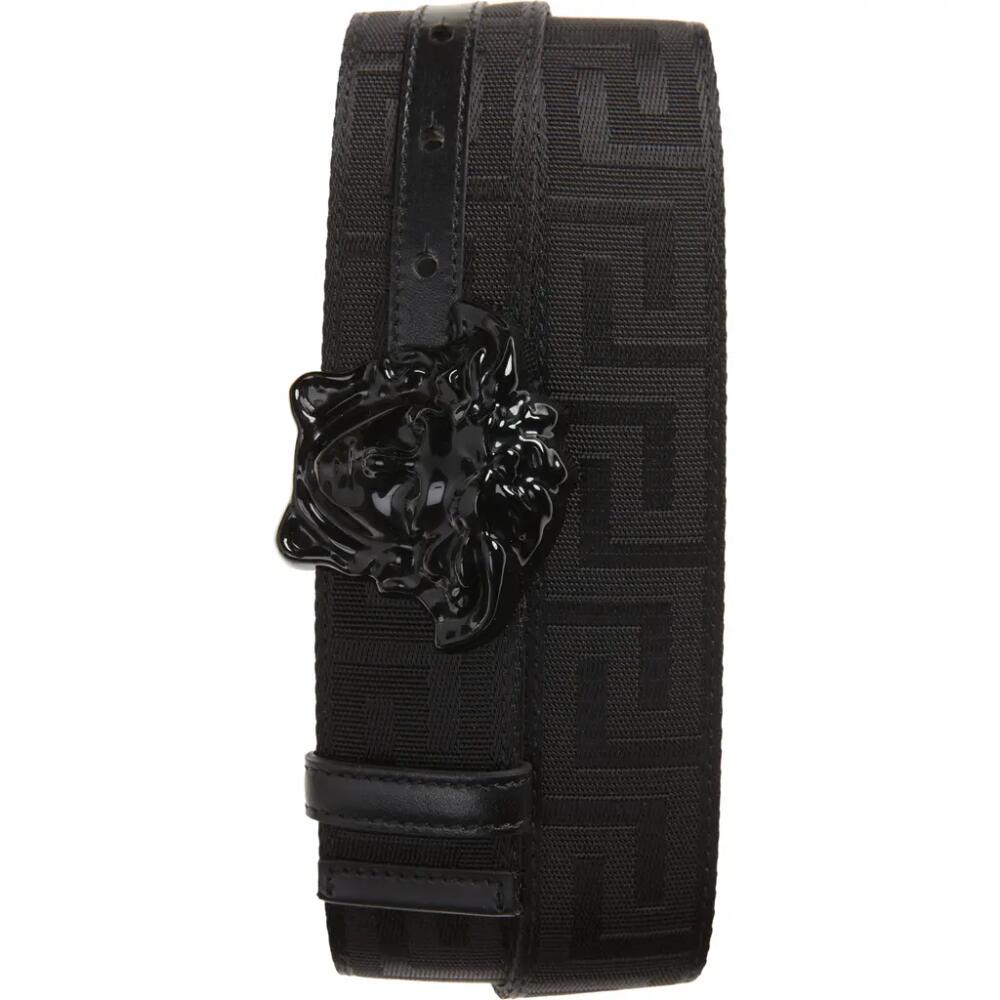 Versace First Line La Medusa La Greca Web Belt in Black Palladium Cover