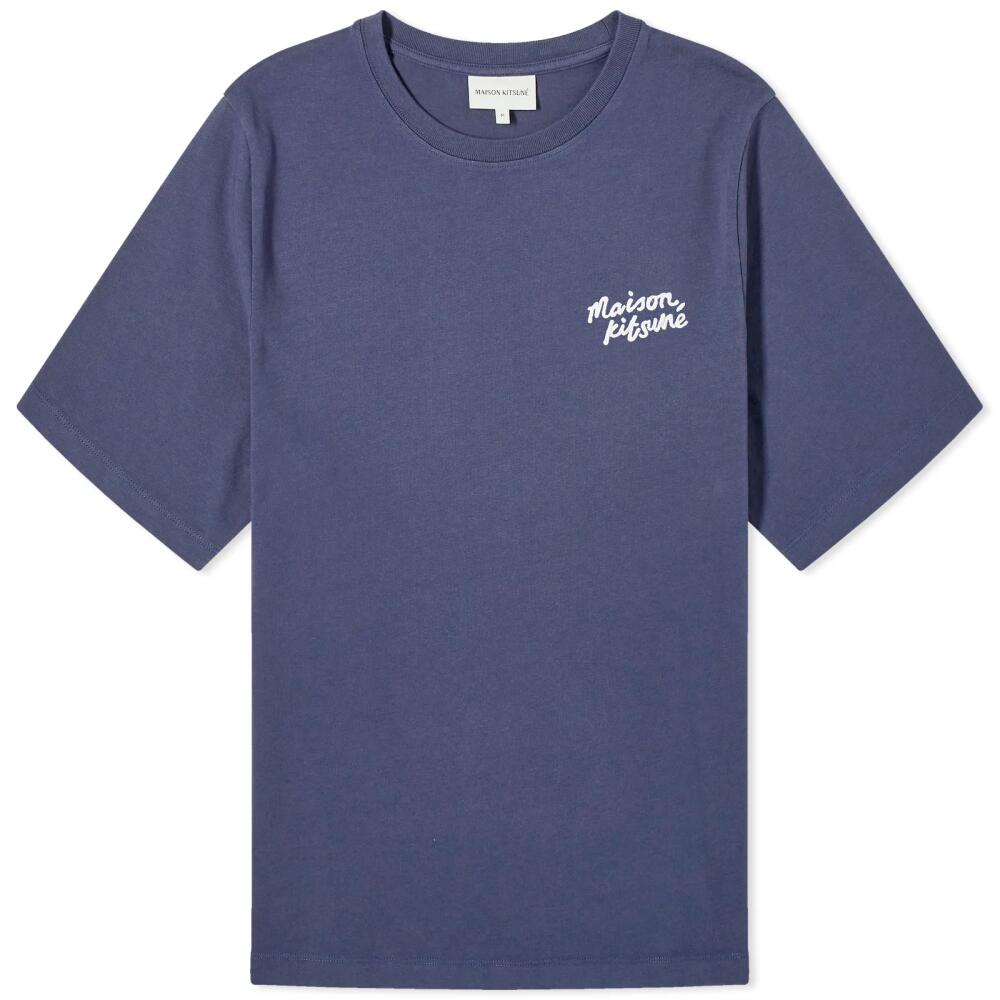 Maison Kitsuné Women's Handwriting Logo Comfort T-Shirt in Ink Blue Cover