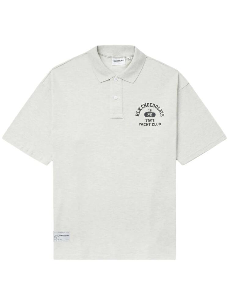 CHOCOOLATE logo-print cotton polo shirt - Grey Cover