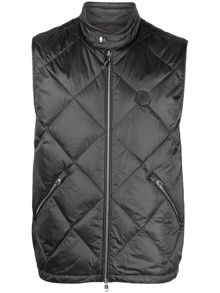 Moncler Neste logo-patch diamond-quilted down gilet - Grey Cover