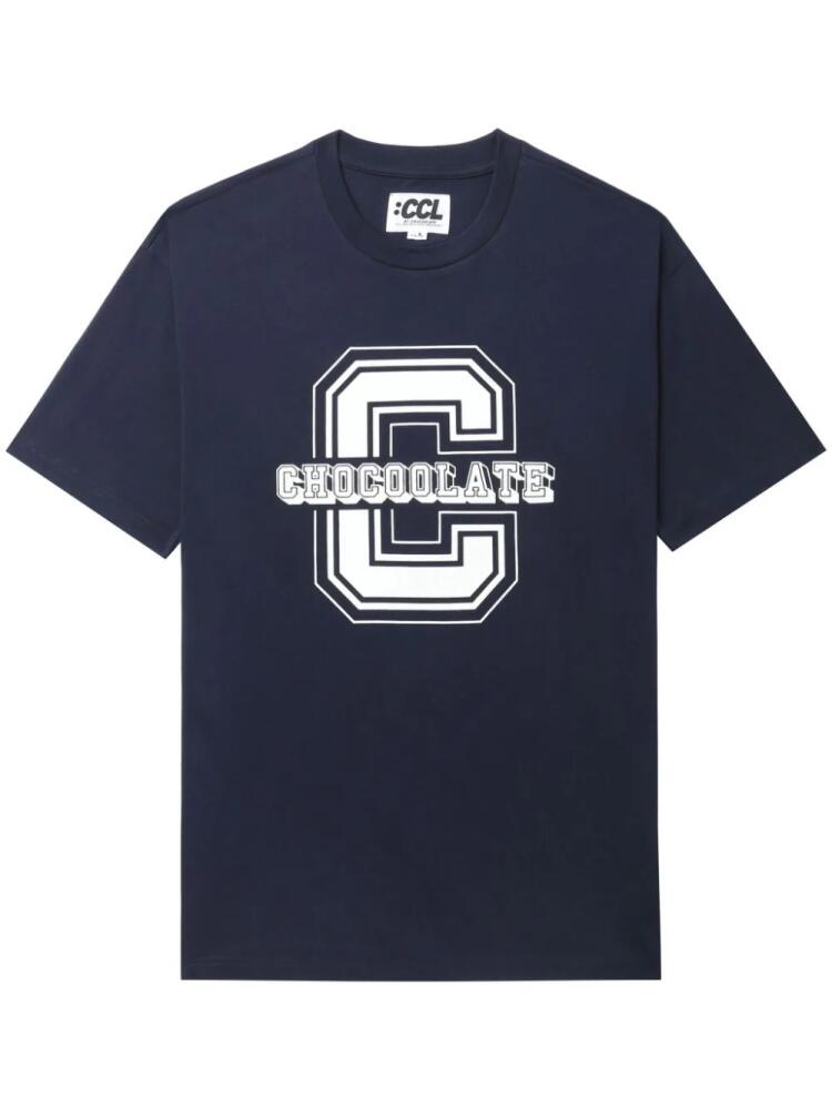 CHOCOOLATE logo-print cotton T-shirt - Blue Cover