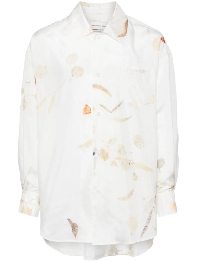 Feng Chen Wang leaf-print silk shirt - White Cover