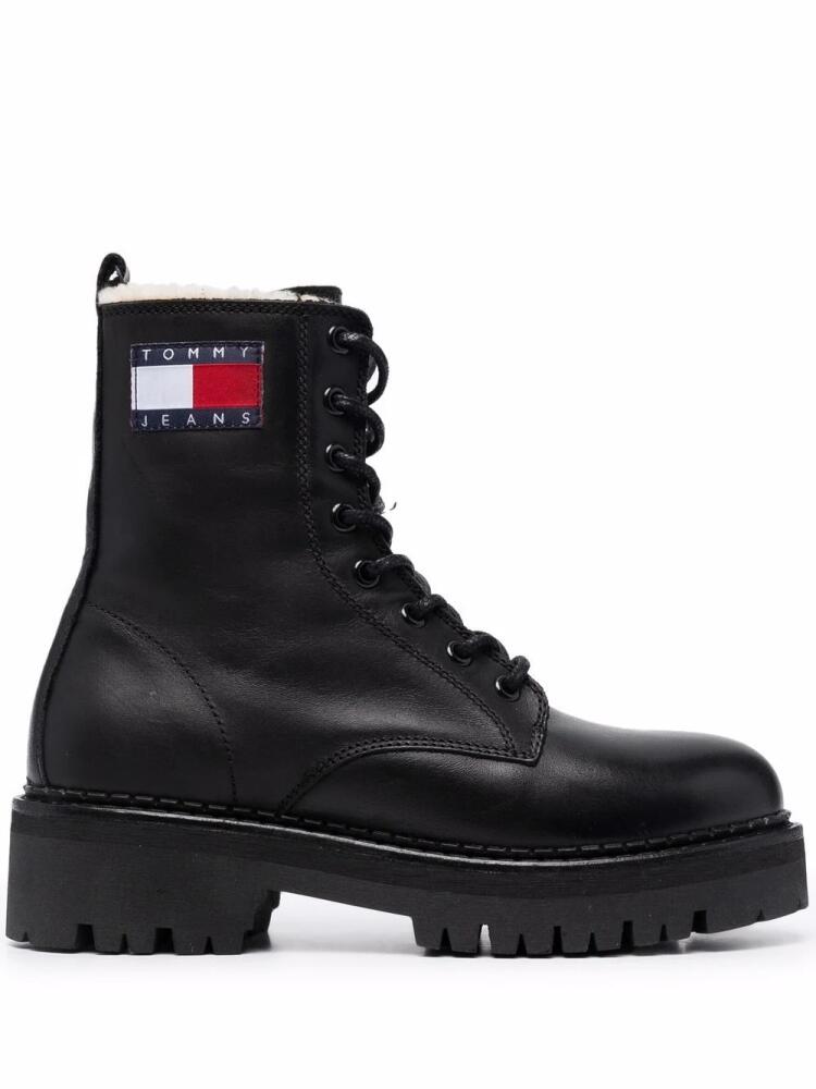 Tommy Jeans logo flag lace-up boots - Black Cover