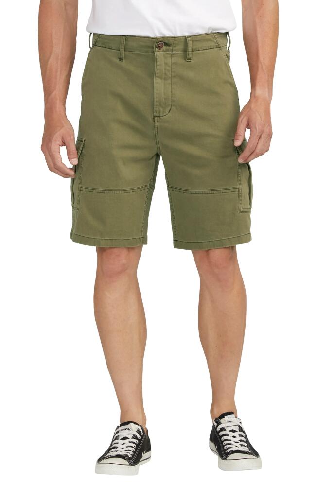 Silver Jeans Co. Stretch Cotton Twill Cargo Shorts in Olive Cover