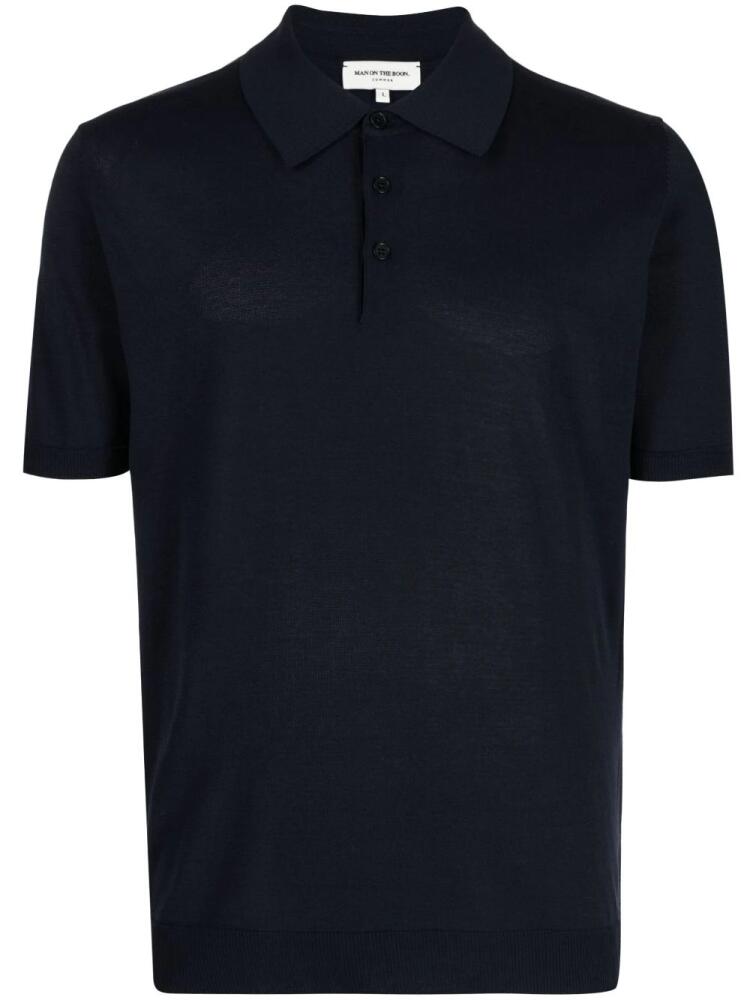 Man On The Boon. short-sleeve knitted polo shirt - Blue Cover