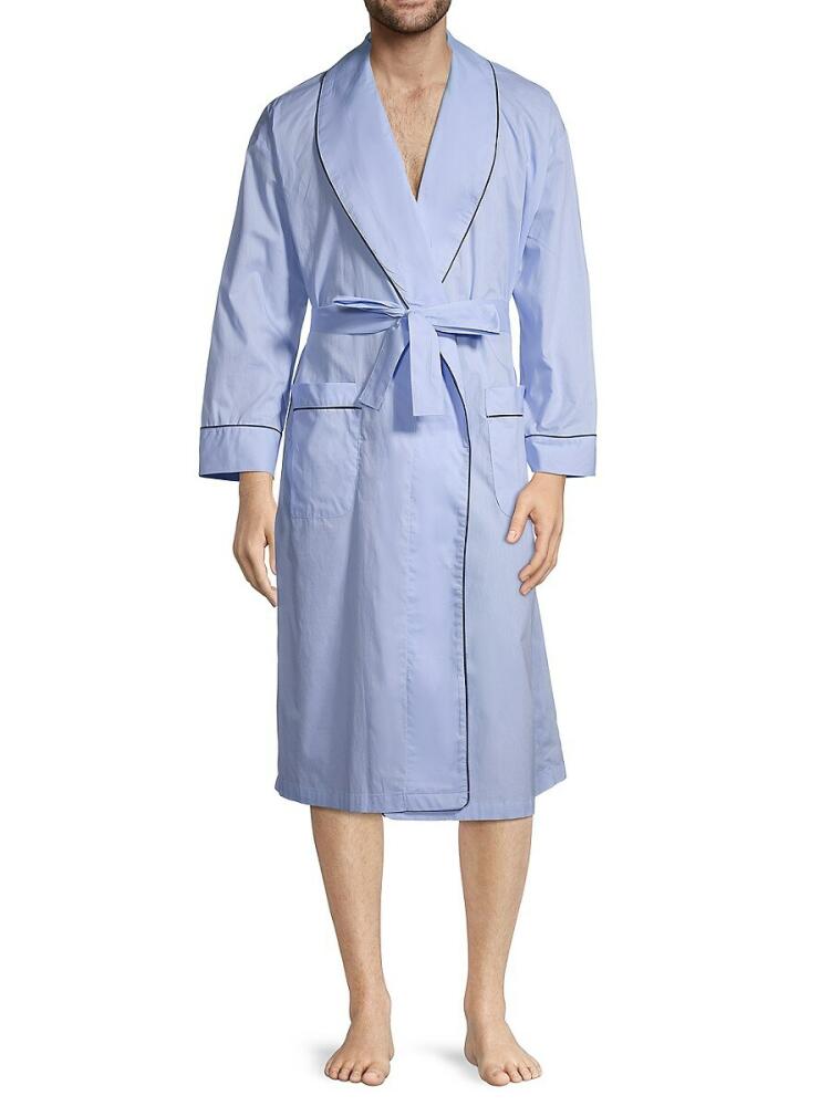 Saks Fifth Avenue Men's Piped Shawl Robe - Blue Cover