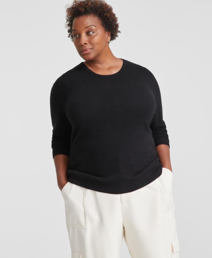 Charter Club Plus Size 100% Cashmere Crewneck Sweater, Created for Macy's - Classic Black Cover