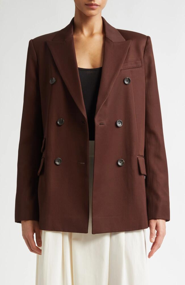 Maria McManus Billiet Double Breasted Twill Blazer in Bitter Chocolate Cover