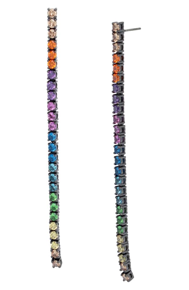 Kurt Geiger London Rainbow Cubic Zirconia Linear Drop Earrings in Multi Cover