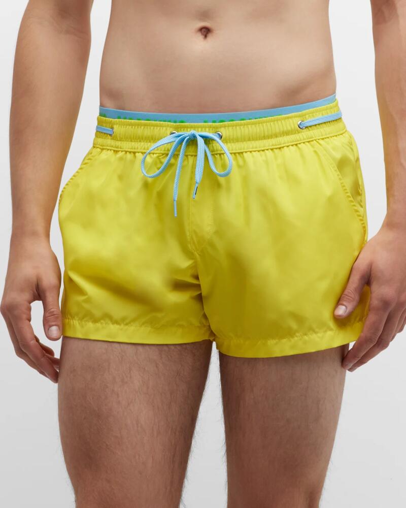 Moschino Men's Solid Contrast-Waist Swim Shorts Cover