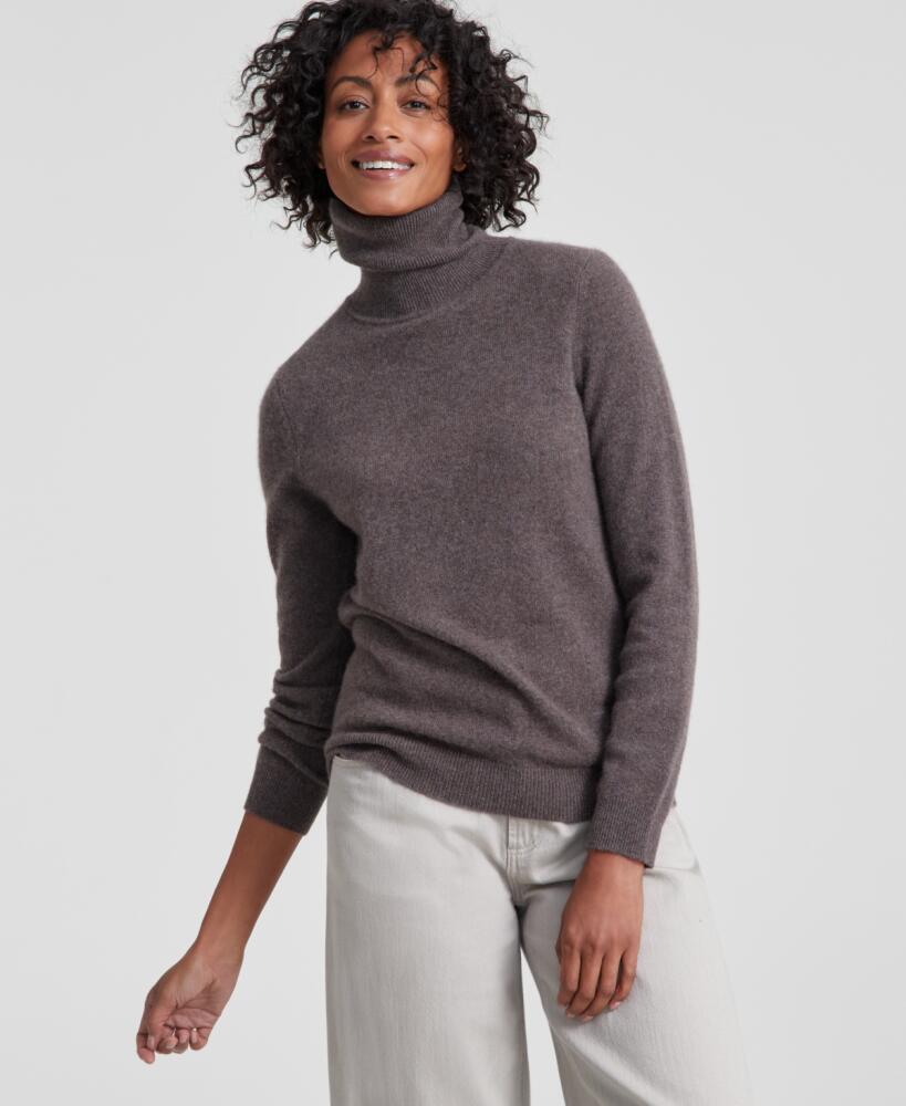 Charter Club 100% Cashmere Women's Turtleneck Sweater, Regular & Petites, Created for Macy's - Frosted Mocha Heather Cover