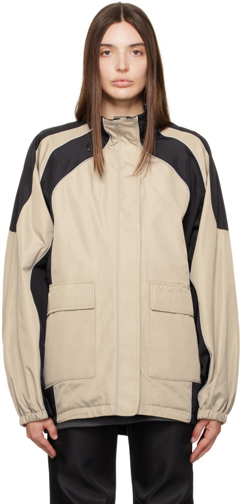 OPEN YY Black & Beige Paneled Track Jacket Cover