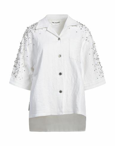 Des_phemmes Woman Denim shirt White Cotton, Elastane Cover