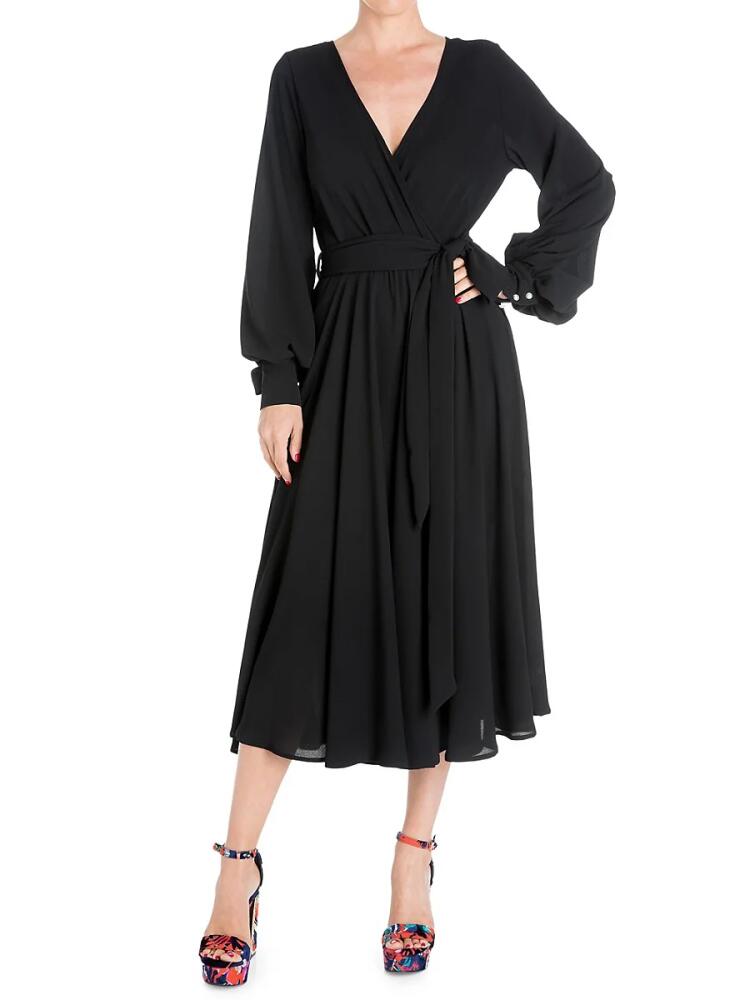 MEGHAN LA Women's Venus Belted Wrap Midi Dress - Black Cover