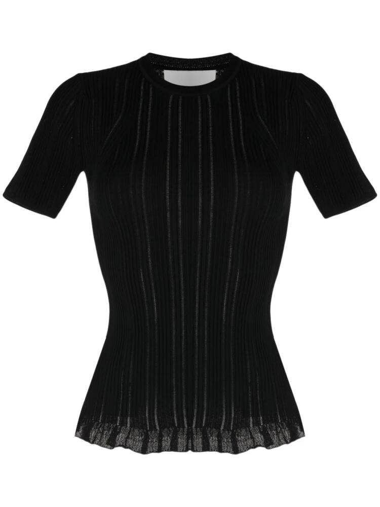 3.1 Phillip Lim ribbed ruffle-hem T-shirt - Black Cover