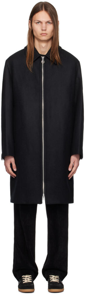 Solid Homme Black Spread Collar Coat Cover