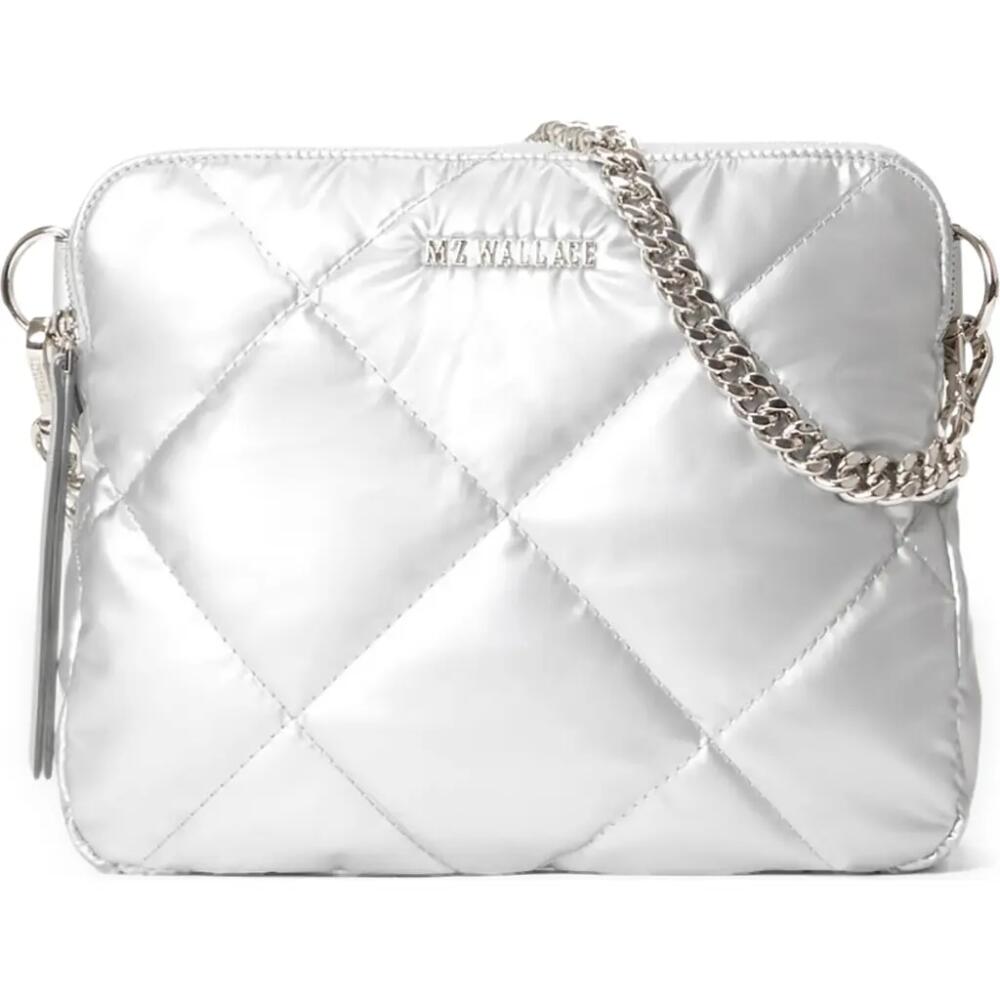 MZ Wallace Madison Quilted Nylon Crossbody Bag in Matte Silver Cover