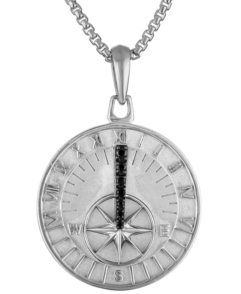 Bulova Black Diamond (1/6 ct. t.w.) Sundial Pendant 26" Necklace in Sterling Silver Cover