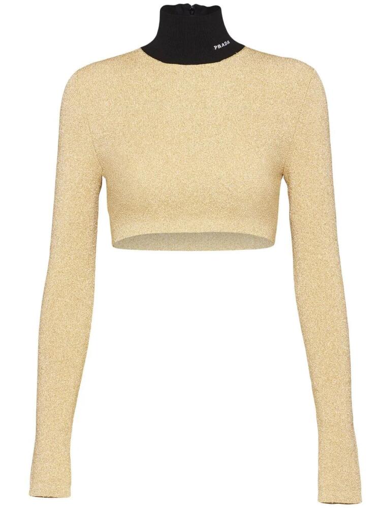 Prada roll-neck lamé jumper - Gold Cover