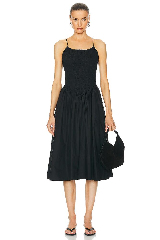 L'Academie by Marianna Armanda Poplin Midi Dress in Black Cover