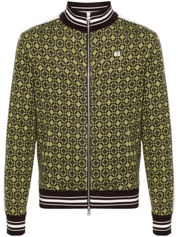 Wales Bonner Power geometric-jacquard track jacket - Green Cover