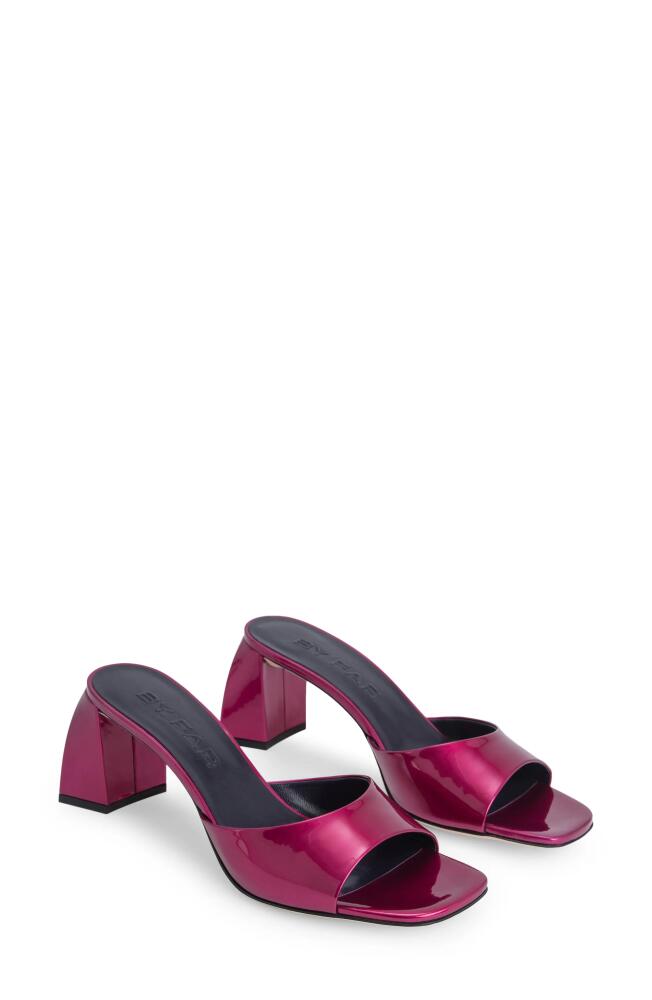 By Far Romy Metallic Patent Slide Sandal in Fuchsia Cover