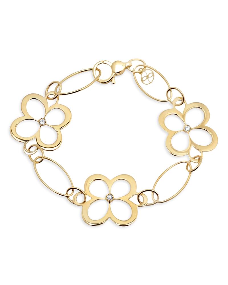 L. Klein 18K Yellow Gold Fiore Diamond Openwork Flower Link Bracelet Cover