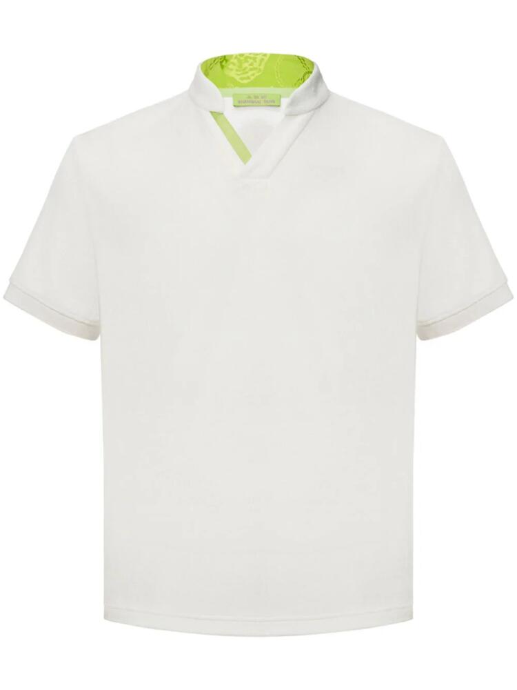 Shanghai Tang stand-up collar V-neck polo shirt - White Cover