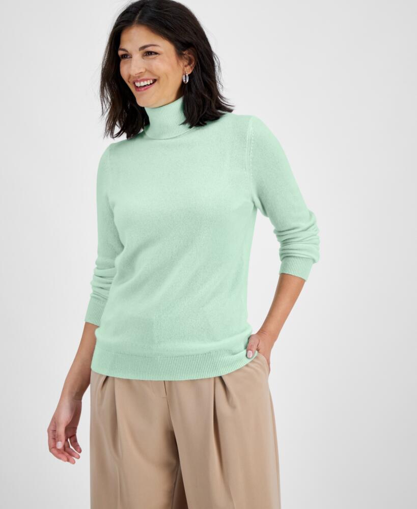 Charter Club 100% Cashmere Women's Turtleneck Sweater, Regular & Petites, Created for Macy's - Hint of Mint Cover